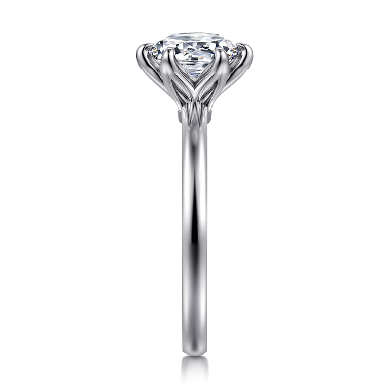 Emma - 14K White Gold 6 Prong Round Solitaire Engagement Ring - Shot 4