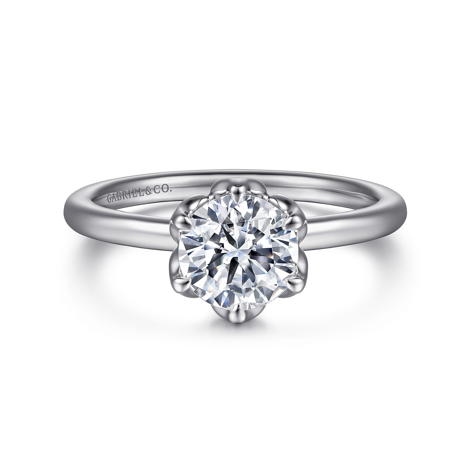 Kamera - 14K White Gold 6 Prong Round Solitaire Engagement Ring - Shot 1