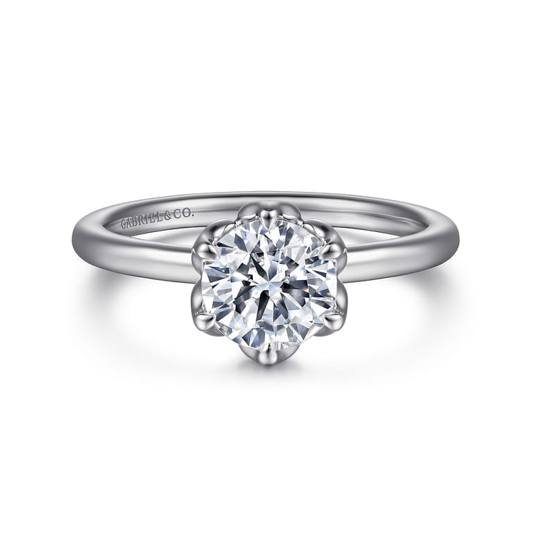 Kamera - 14K White Gold 6 Prong Round Solitaire Engagement Ring - Shot 1