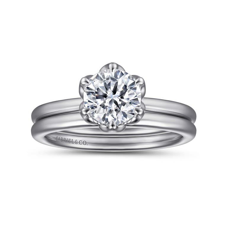 Kamera - 14K White Gold 6 Prong Round Solitaire Engagement Ring - Shot 4