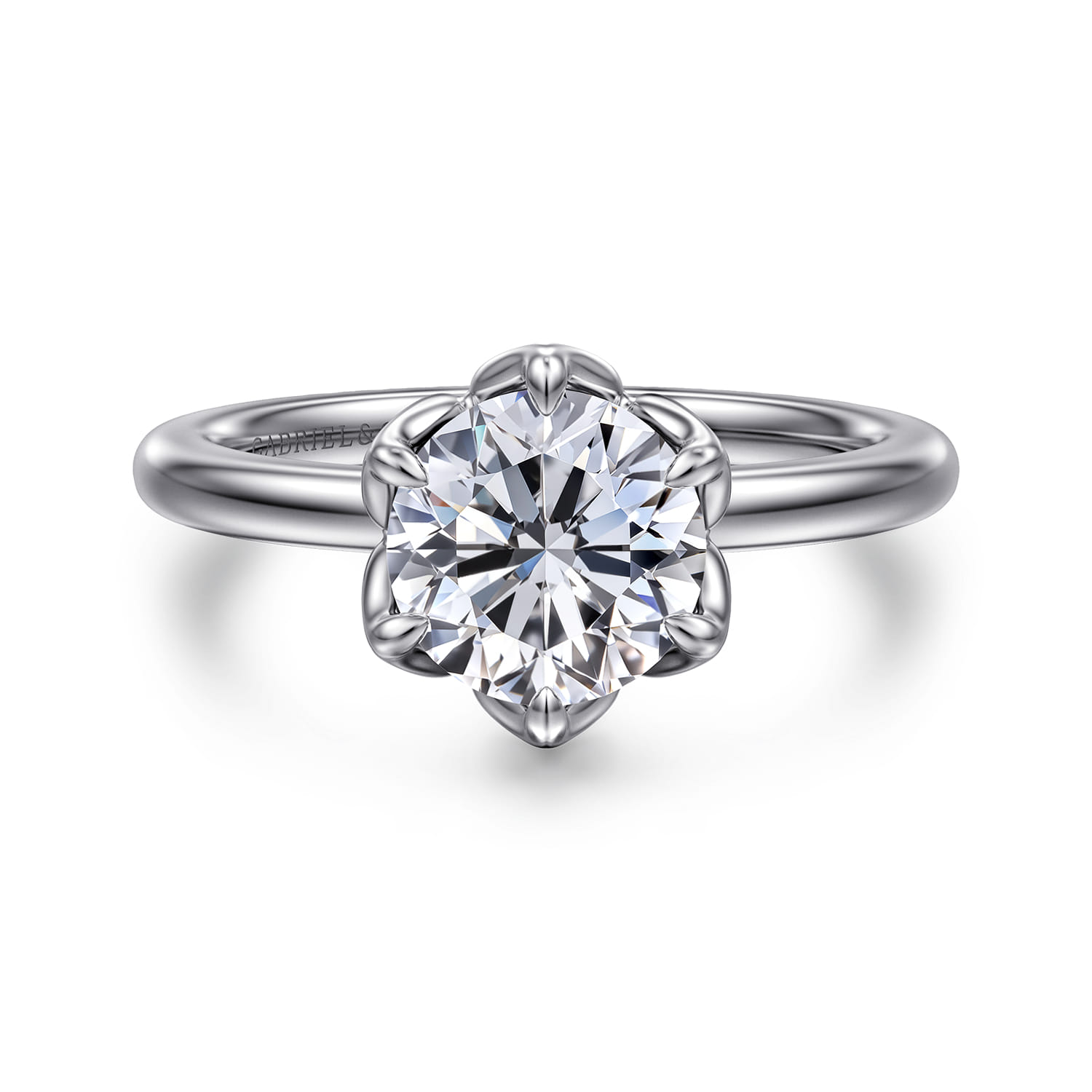 Kamera - 14K White Gold 6 Prong Round Solitaire Engagement Ring - Shot 1