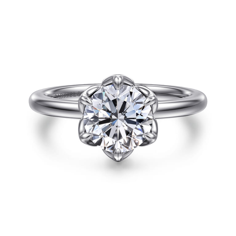 Kamera - 14K White Gold 6 Prong Round Solitaire Engagement Ring - Shot 1