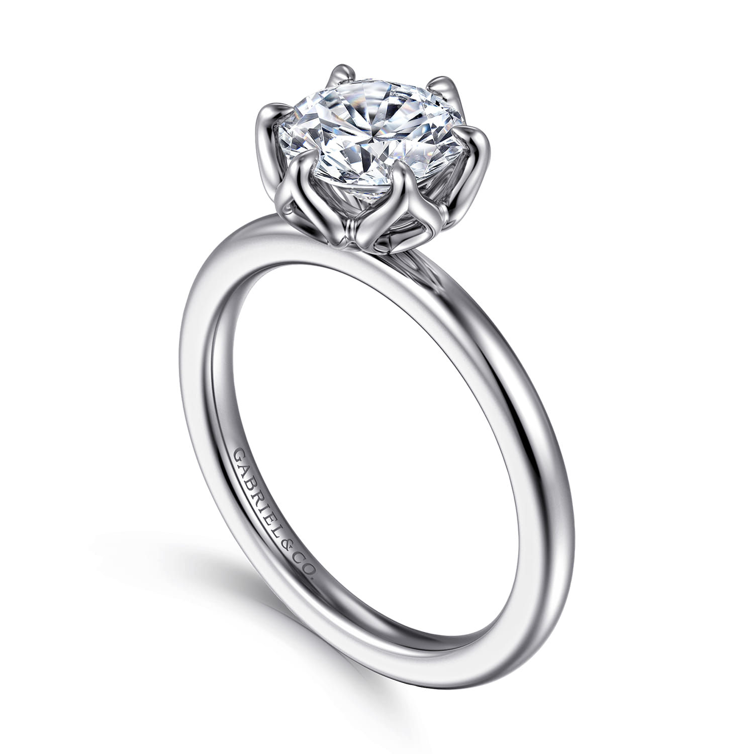 Kamera - 14K White Gold 6 Prong Round Solitaire Engagement Ring - Shot 3