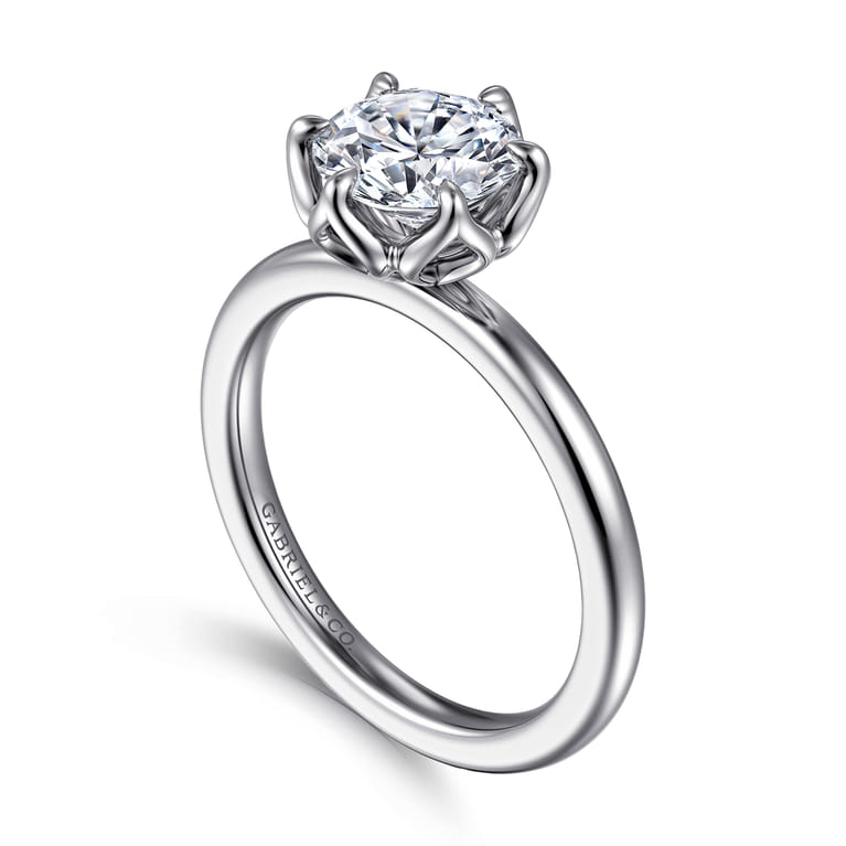 Kamera - 14K White Gold 6 Prong Round Solitaire Engagement Ring - Shot 3