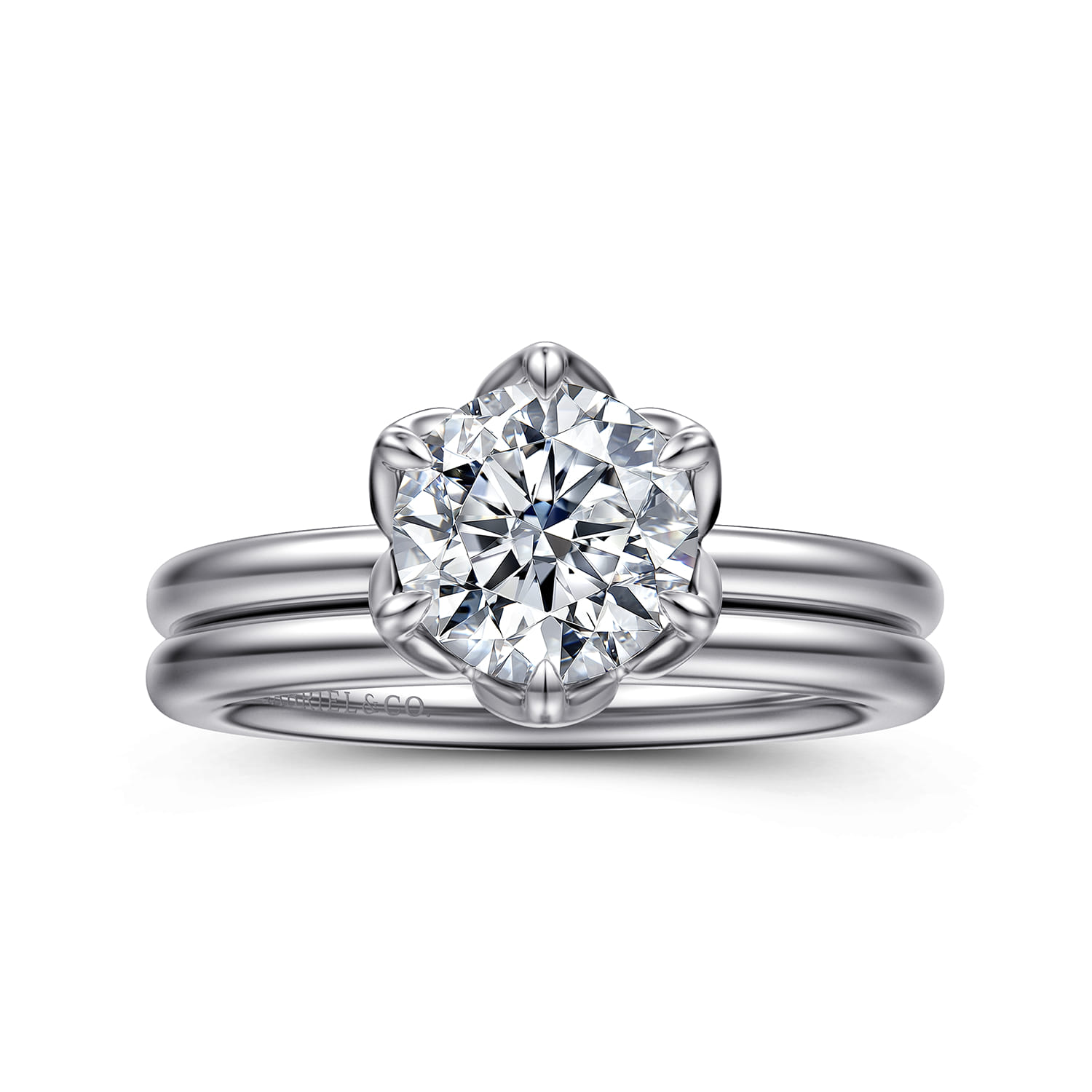 Kamera - 14K White Gold 6 Prong Round Solitaire Engagement Ring - Shot 4