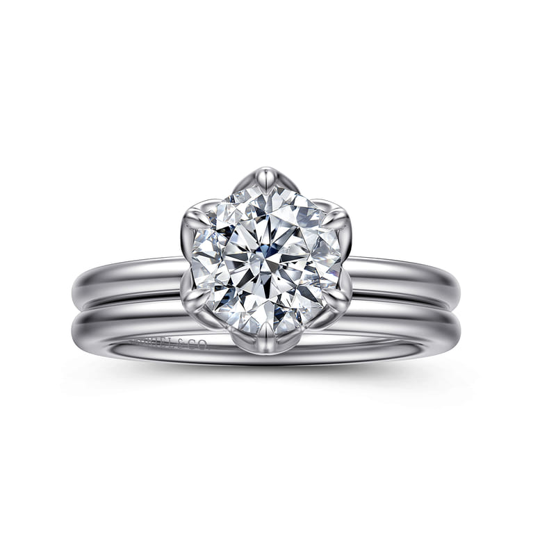 Kamera - 14K White Gold 6 Prong Round Solitaire Engagement Ring - Shot 4