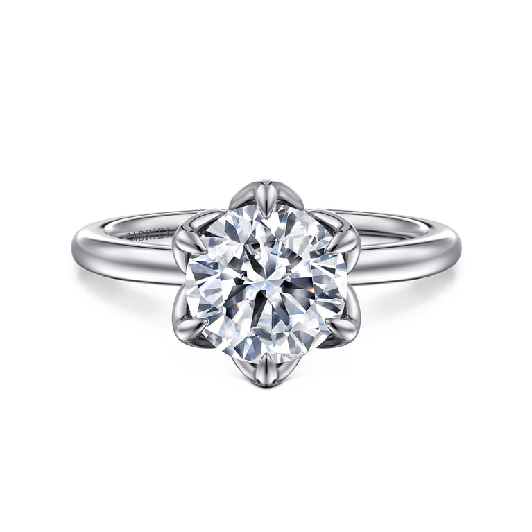 Kamera - 14K White Gold Round Solitaire Engagement Ring - Shot 1
