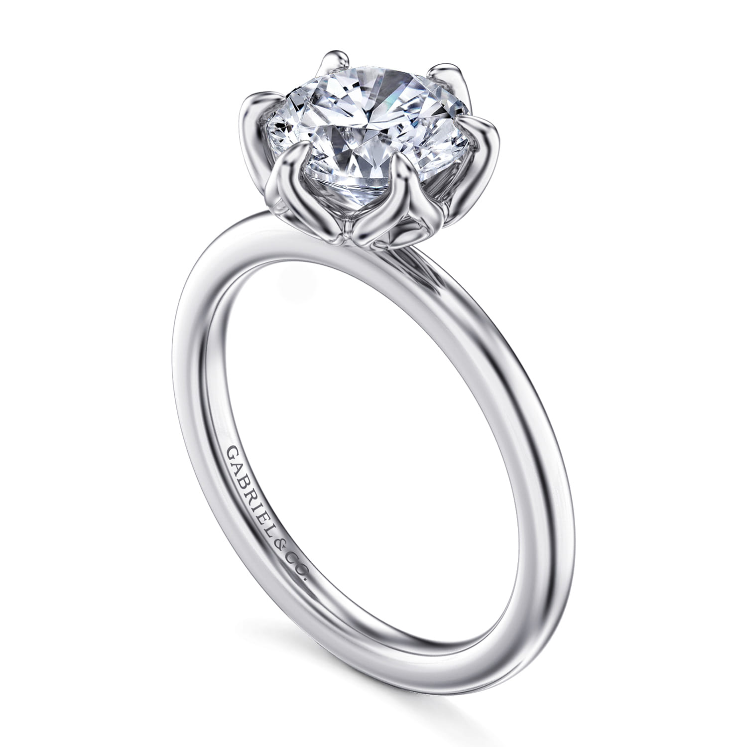 Kamera - 14K White Gold Round Solitaire Engagement Ring - Shot 3