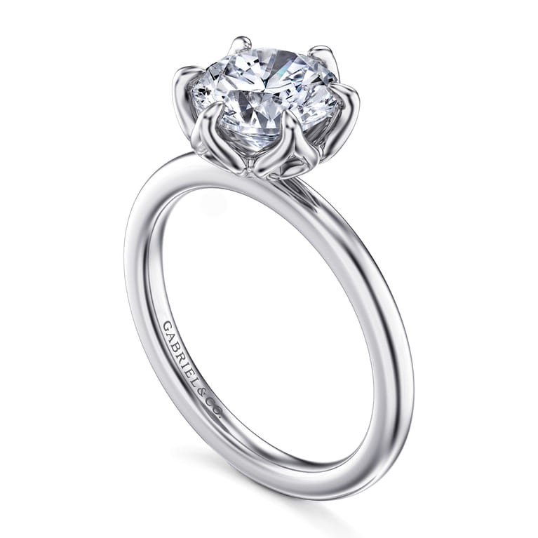 Kamera - 14K White Gold Round Solitaire Engagement Ring - Shot 3