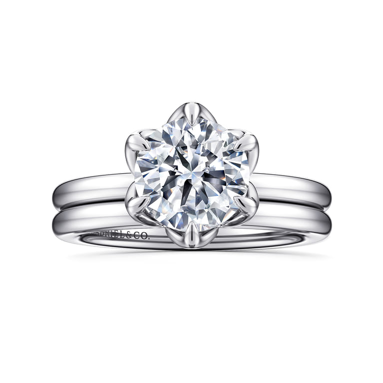 Kamera - 14K White Gold Round Solitaire Engagement Ring - Shot 4
