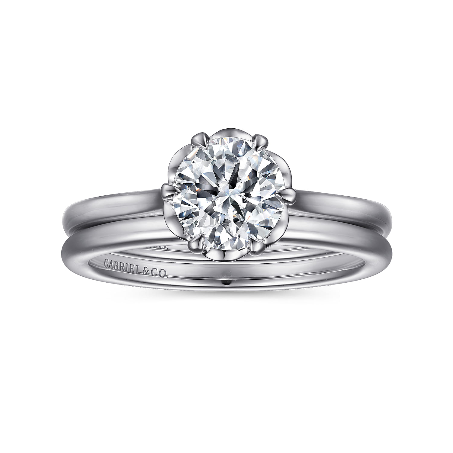 Tiona - 14K White Gold 6 Prong Round Diamond Engagement Ring - Shot 4