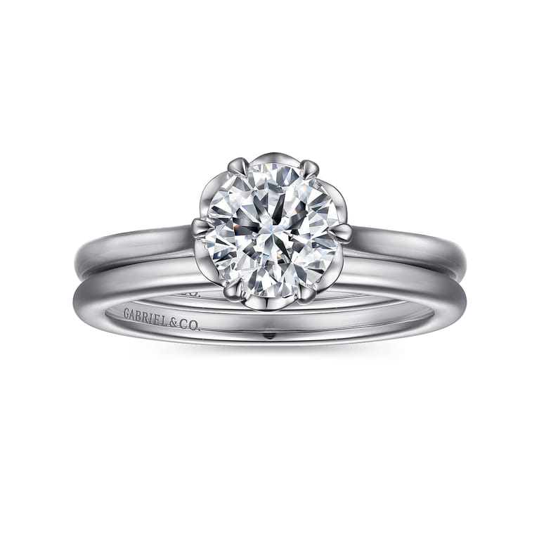Tiona - 14K White Gold 6 Prong Round Diamond Engagement Ring - Shot 4