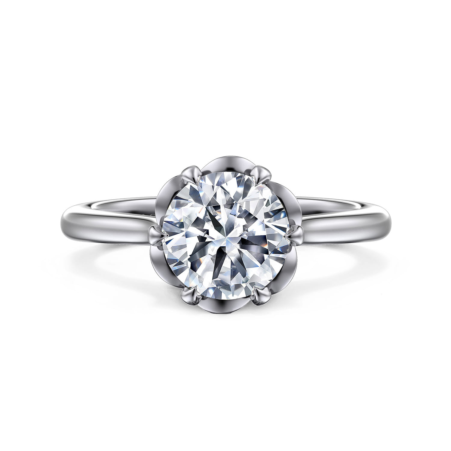 Tiona - 14K White Gold Round Diamond Engagement Ring - Shot 1