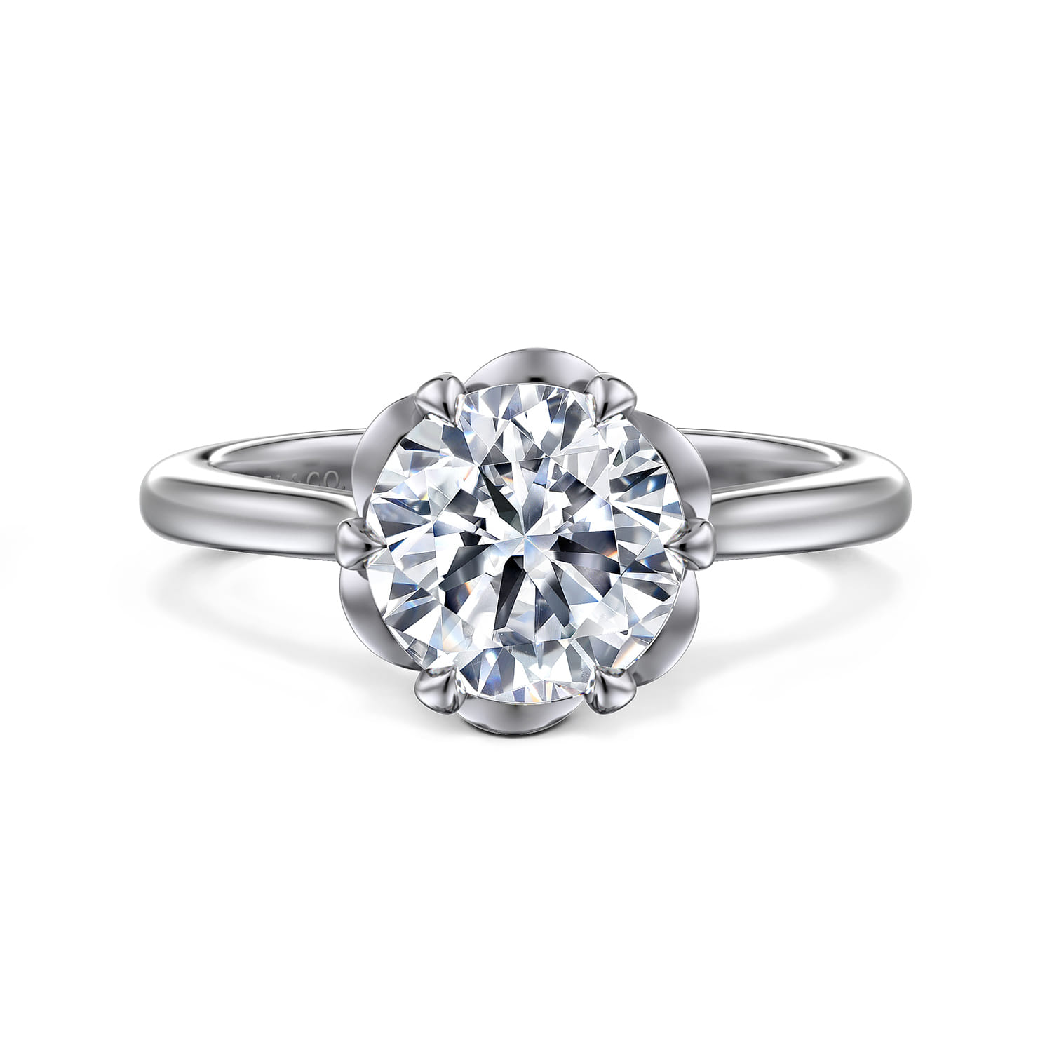 Tiona - 14K White Gold Round Diamond Engagement Ring - Shot 1