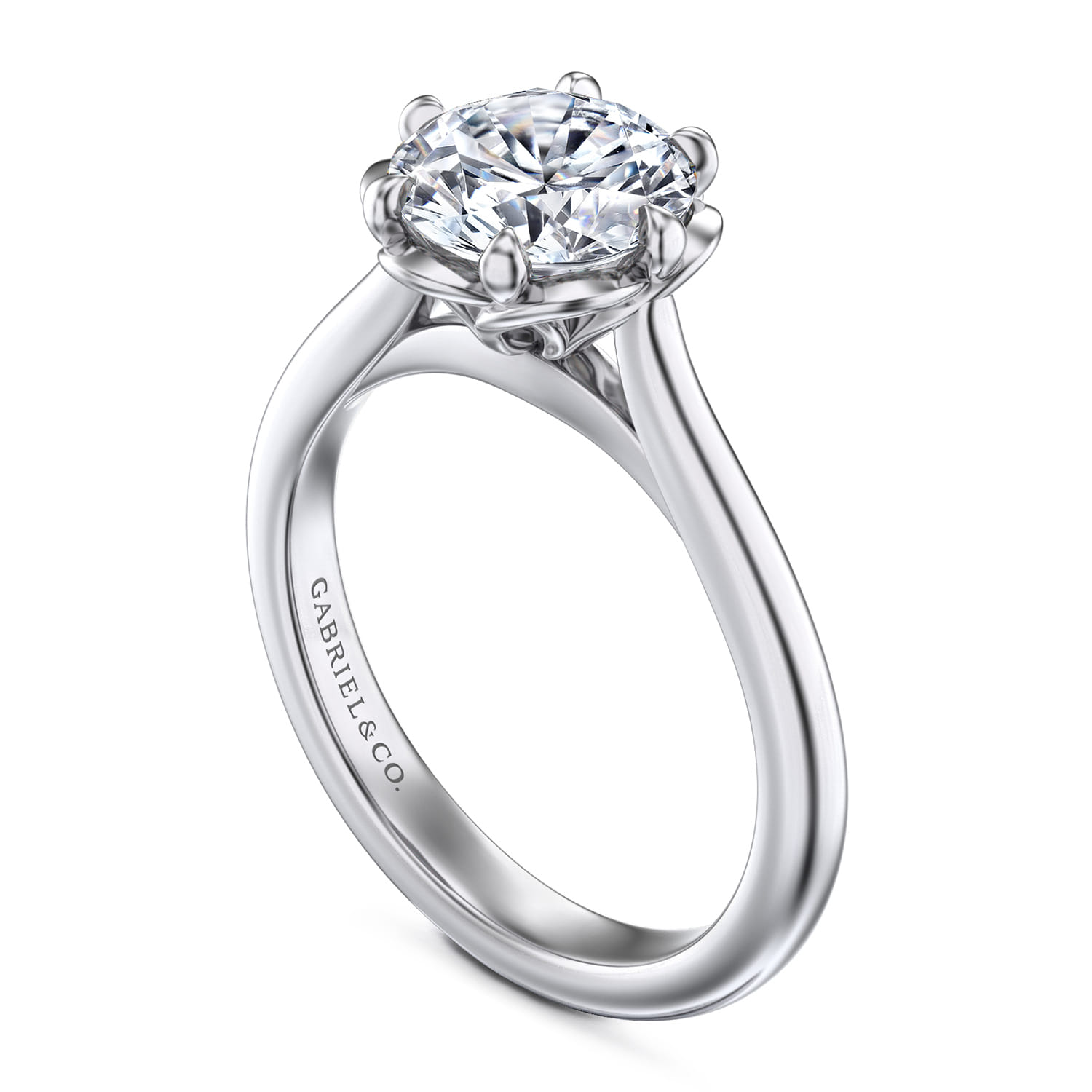 Tiona - 14K White Gold Round Diamond Engagement Ring - Shot 3