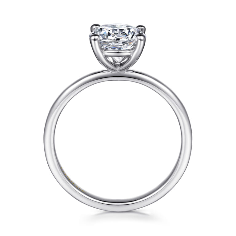 Evelina - 14K White Gold Round Solitaire Diamond Engagement Ring - Shot 2