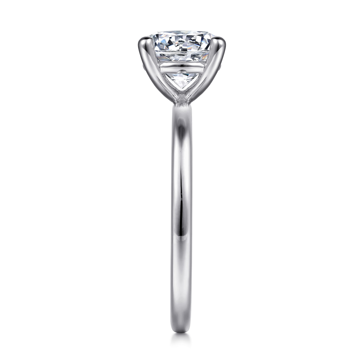 Evelina - 14K White Gold Round Solitaire Diamond Engagement Ring - Shot 5