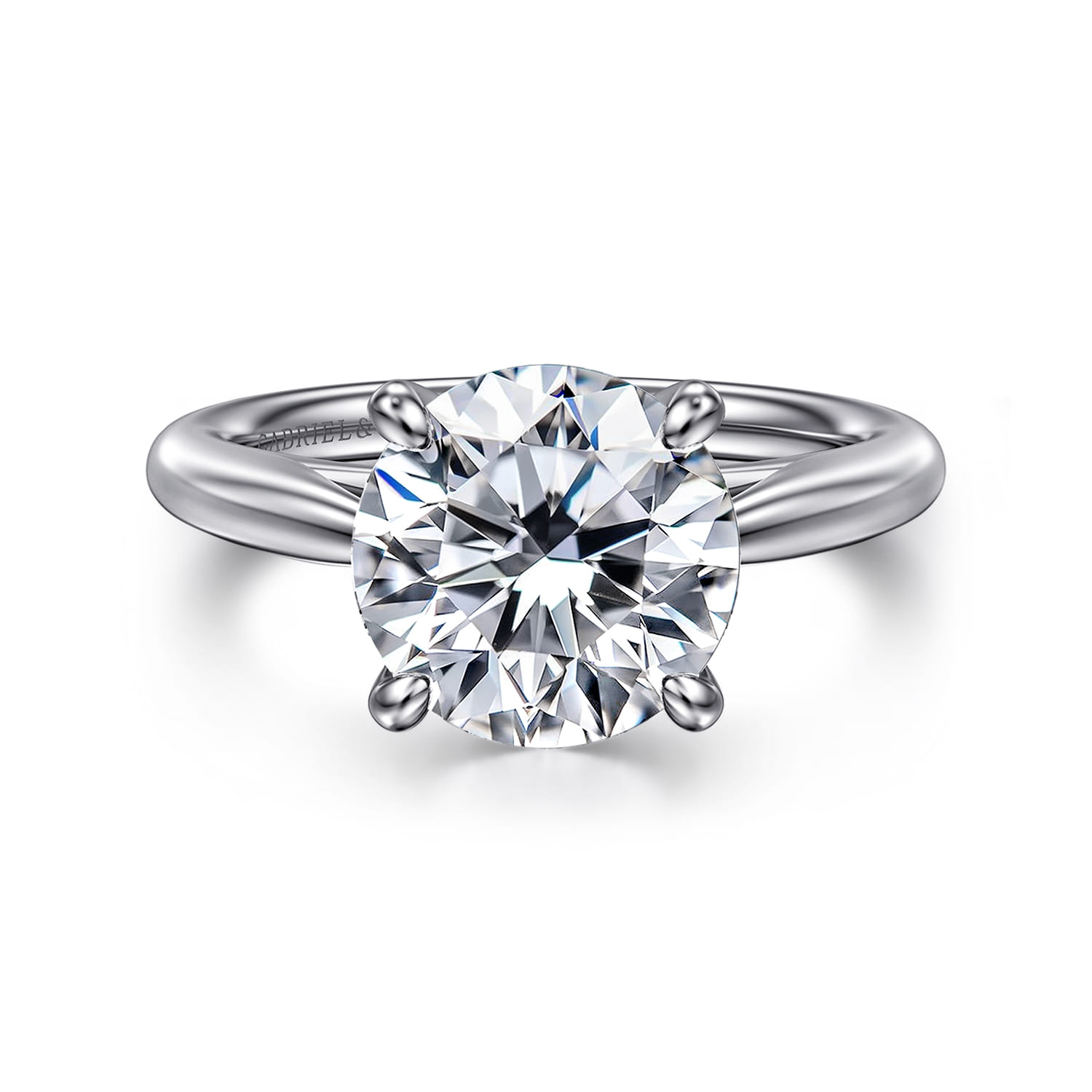 Bambi - 14K White Gold Round Solitaire Diamond Engagement Ring - Shot 1