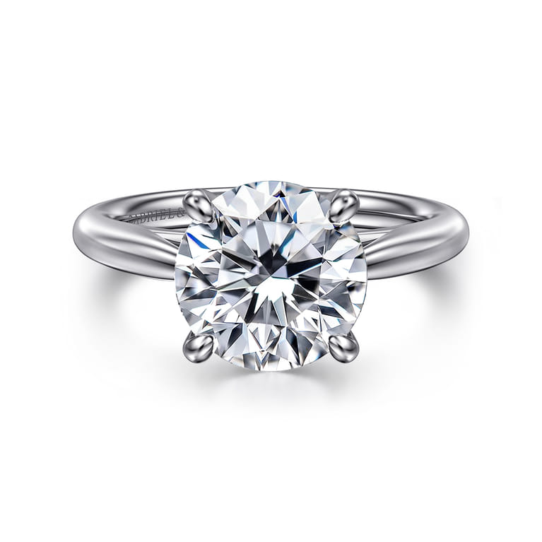 Bambi - 14K White Gold Round Solitaire Diamond Engagement Ring - Shot 1