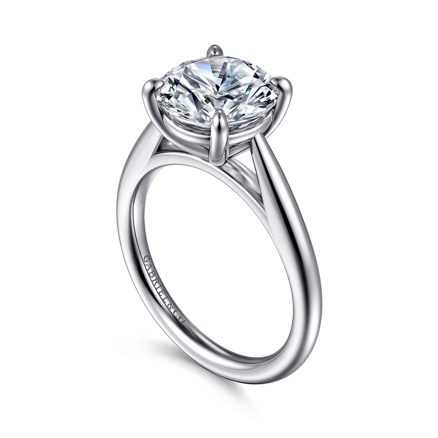 Bambi - 14K White Gold Round Solitaire Diamond Engagement Ring - Shot 3