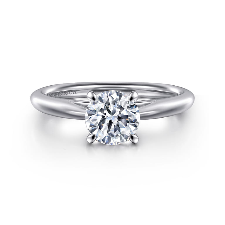 Bambi - 14K White Gold Round Solitaire Diamond Engagement Ring - Shot 1