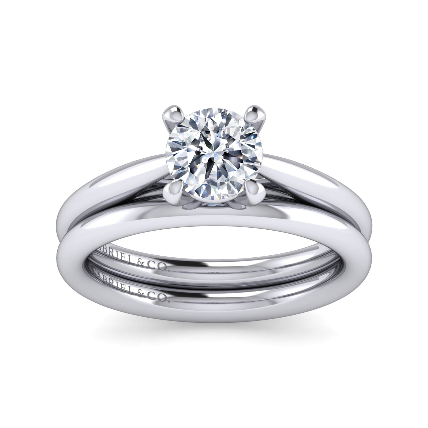 Bambi - 14K White Gold Round Solitaire Diamond Engagement Ring - Shot 4