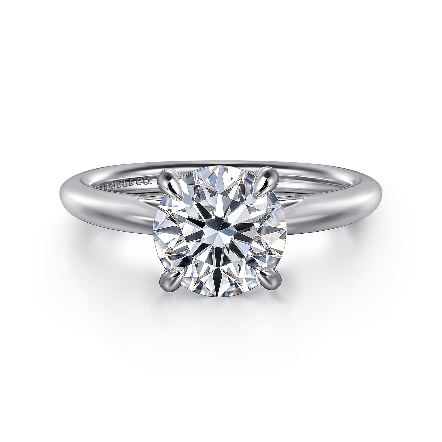 Bambi - 14K White Gold Round Solitaire Diamond Engagement Ring - Shot 1