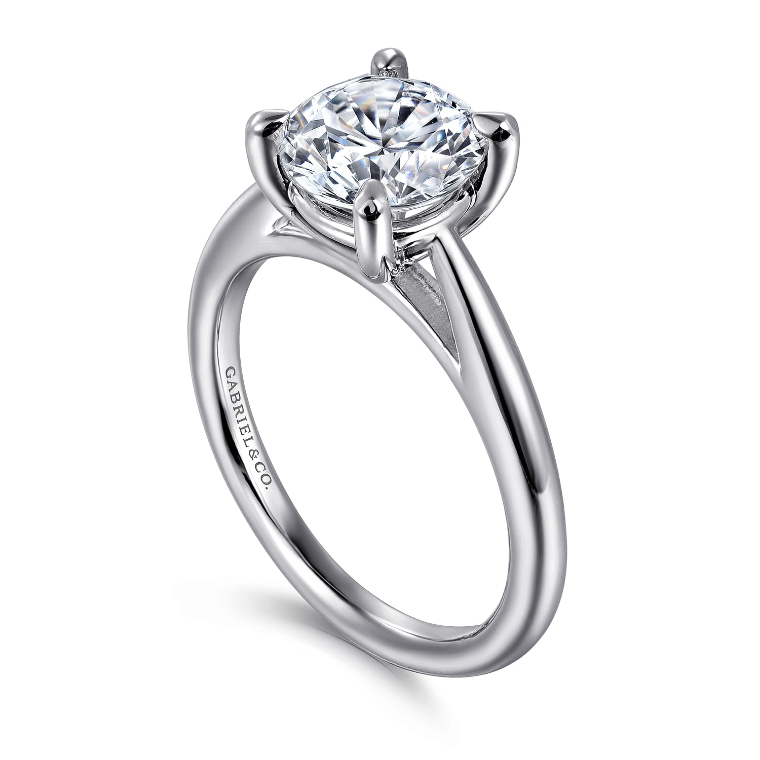 Bambi - 14K White Gold Round Solitaire Diamond Engagement Ring - Shot 3