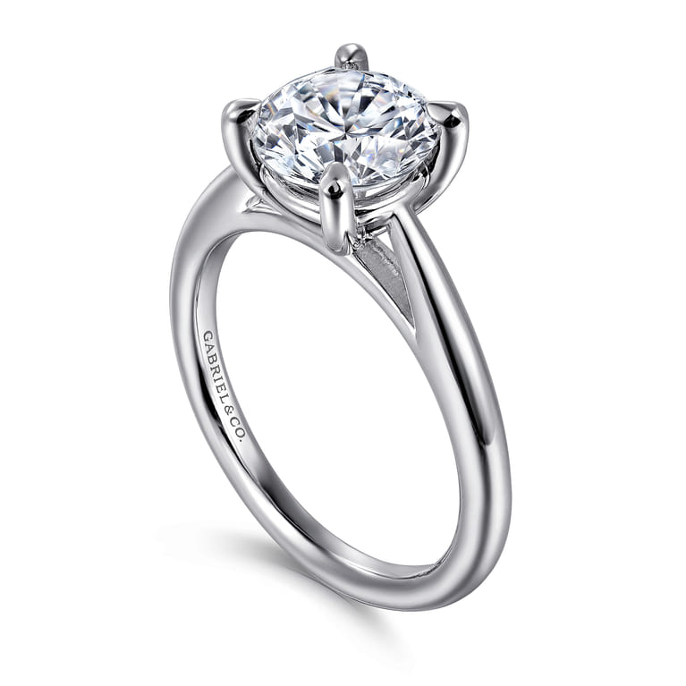 Bambi - 14K White Gold Round Solitaire Diamond Engagement Ring - Shot 3
