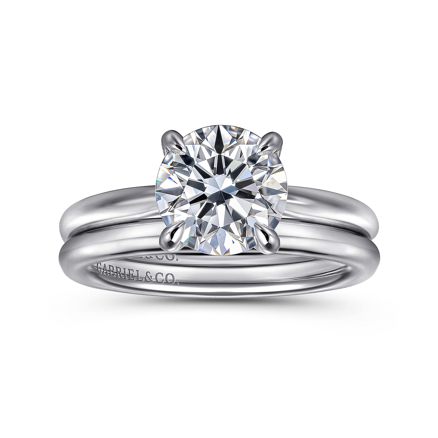 Bambi - 14K White Gold Round Solitaire Diamond Engagement Ring - Shot 4