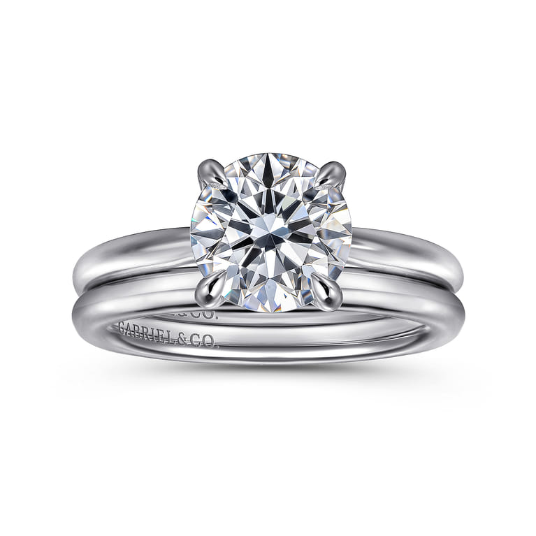 Bambi - 14K White Gold Round Solitaire Diamond Engagement Ring - Shot 4