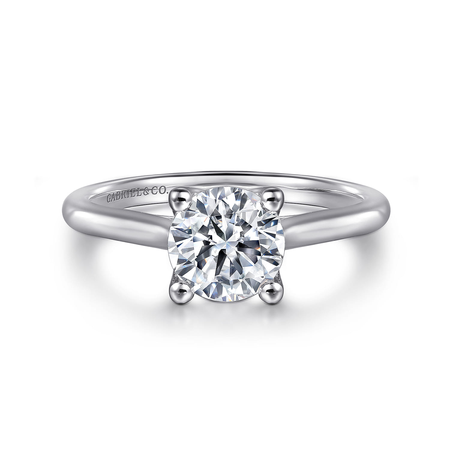 Ailis - 14K White Gold Round Diamond Engagement Ring - Shot 1