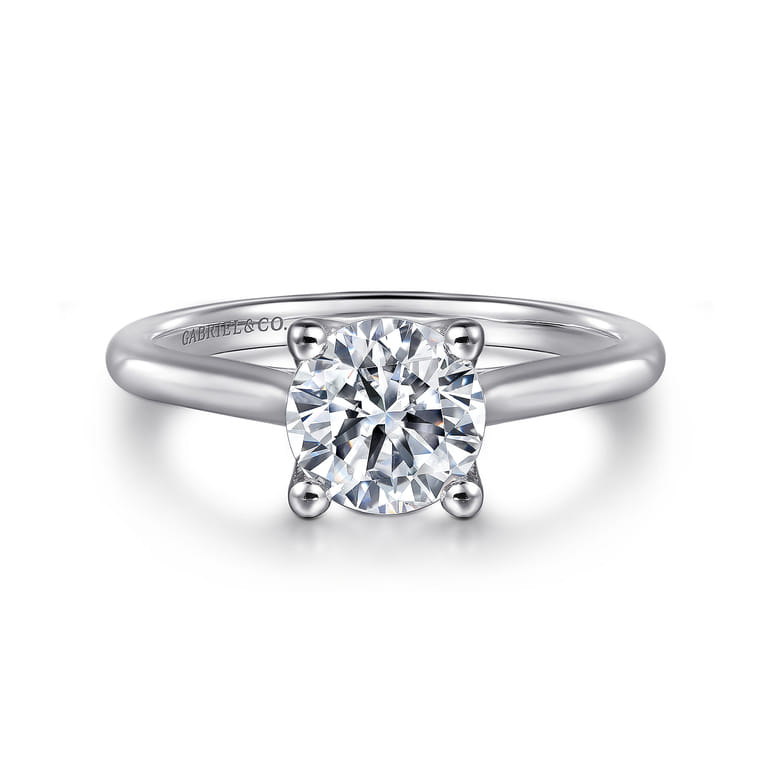 Ailis - 14K White Gold Round Diamond Engagement Ring - Shot 1
