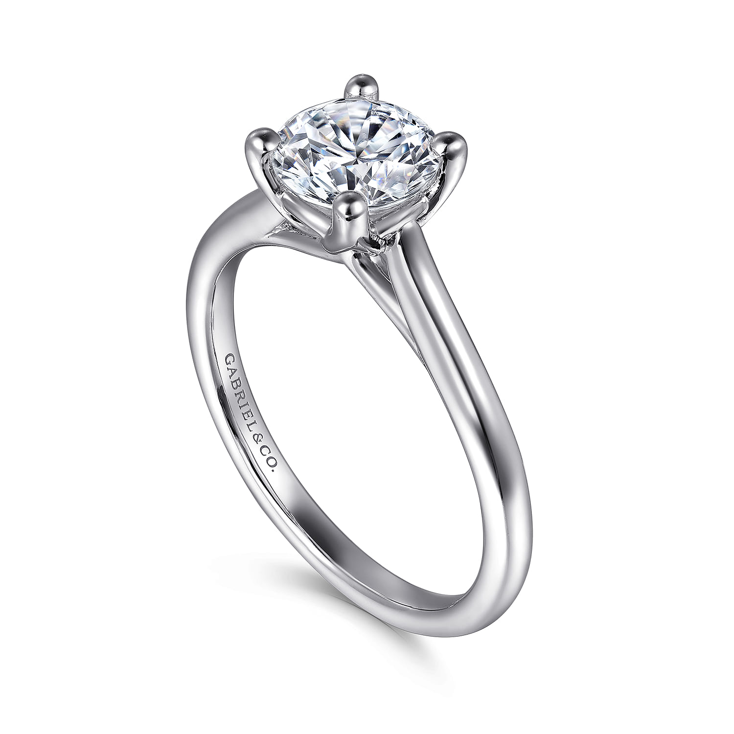 Ailis - 14K White Gold Round Diamond Engagement Ring - Shot 3