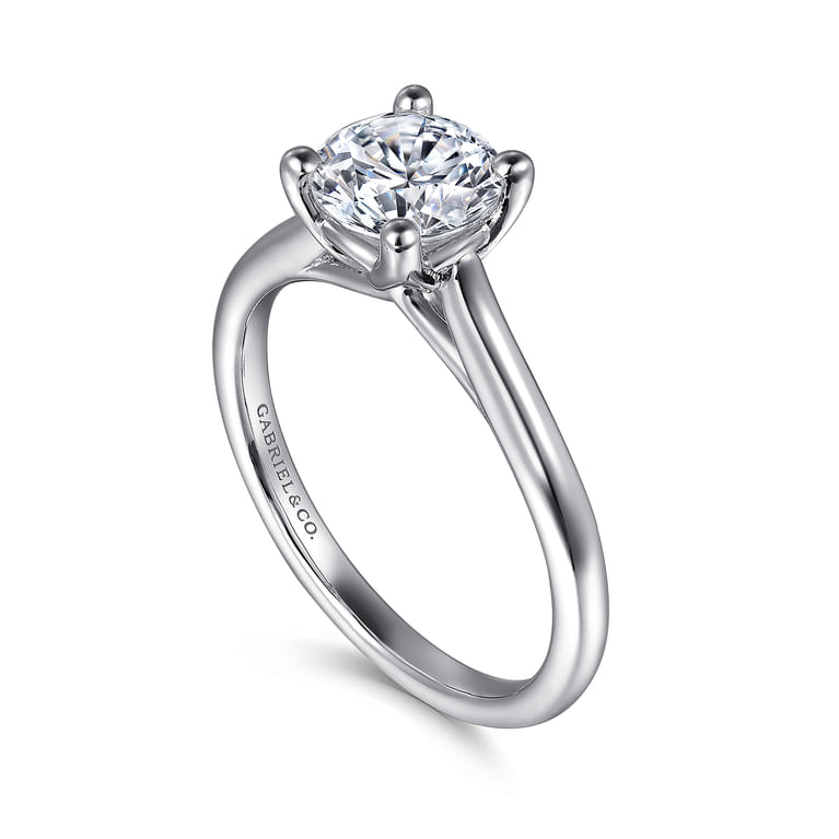 Ailis - 14K White Gold Round Diamond Engagement Ring - Shot 3