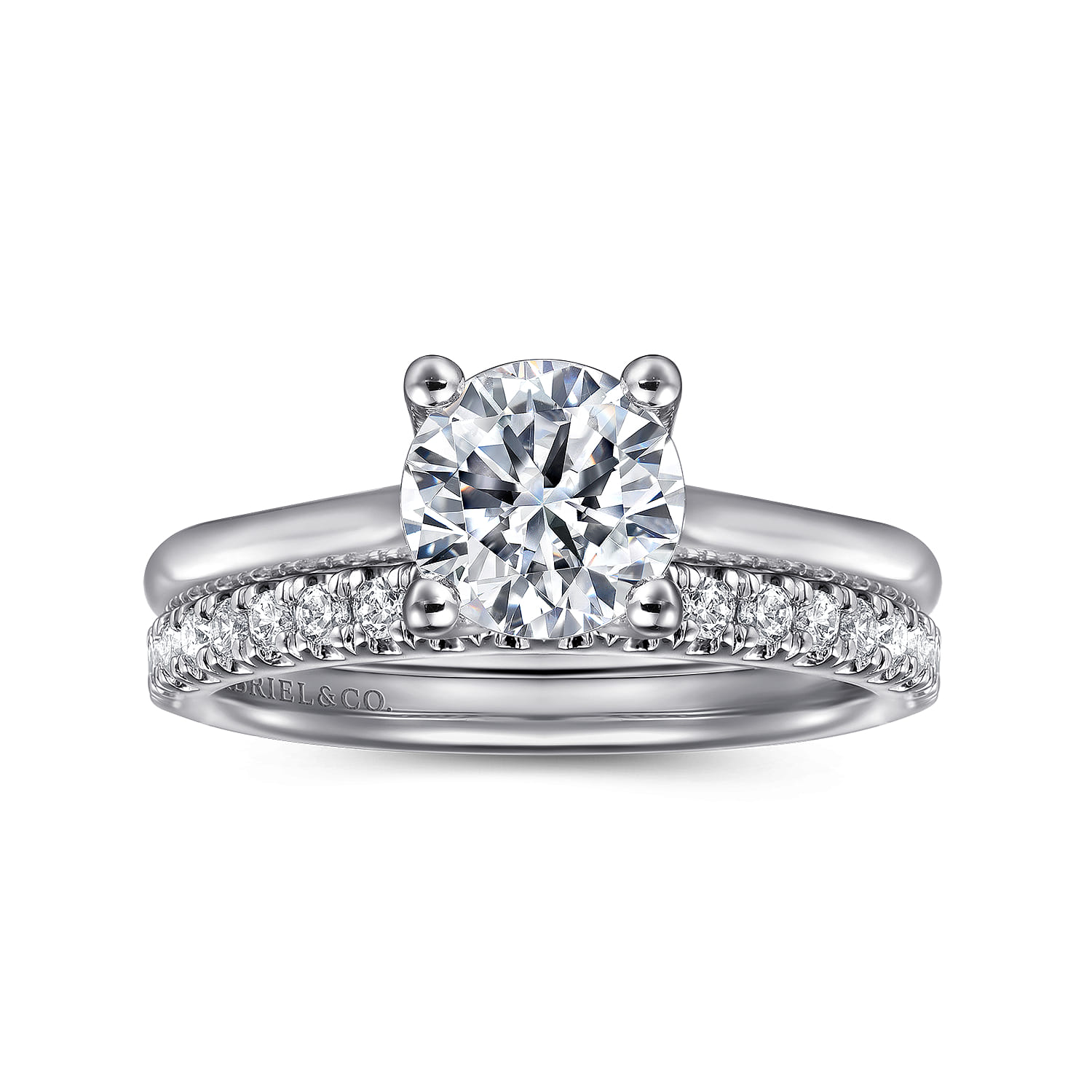 Ailis - 14K White Gold Round Diamond Engagement Ring - Shot 4