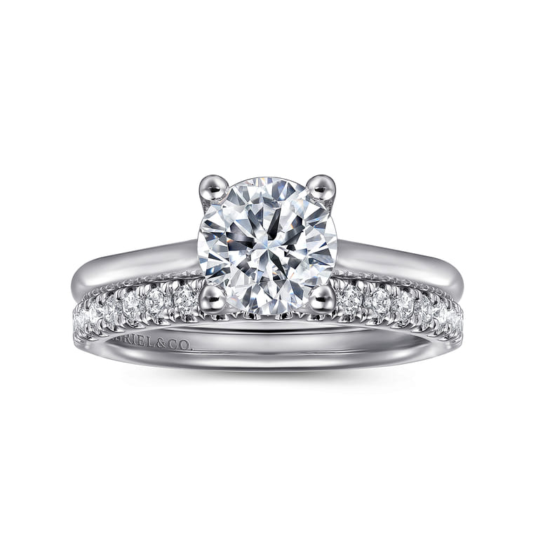 Ailis - 14K White Gold Round Diamond Engagement Ring - Shot 4