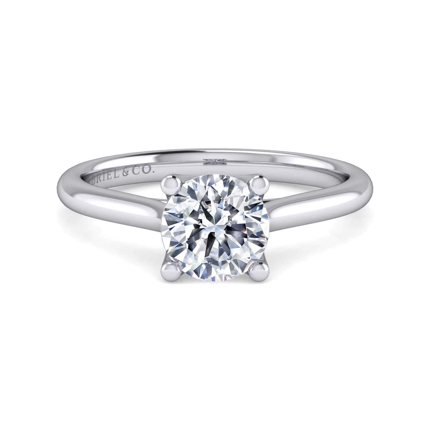Ailis - 14K White Gold Round Diamond Engagement Ring - Shot 1
