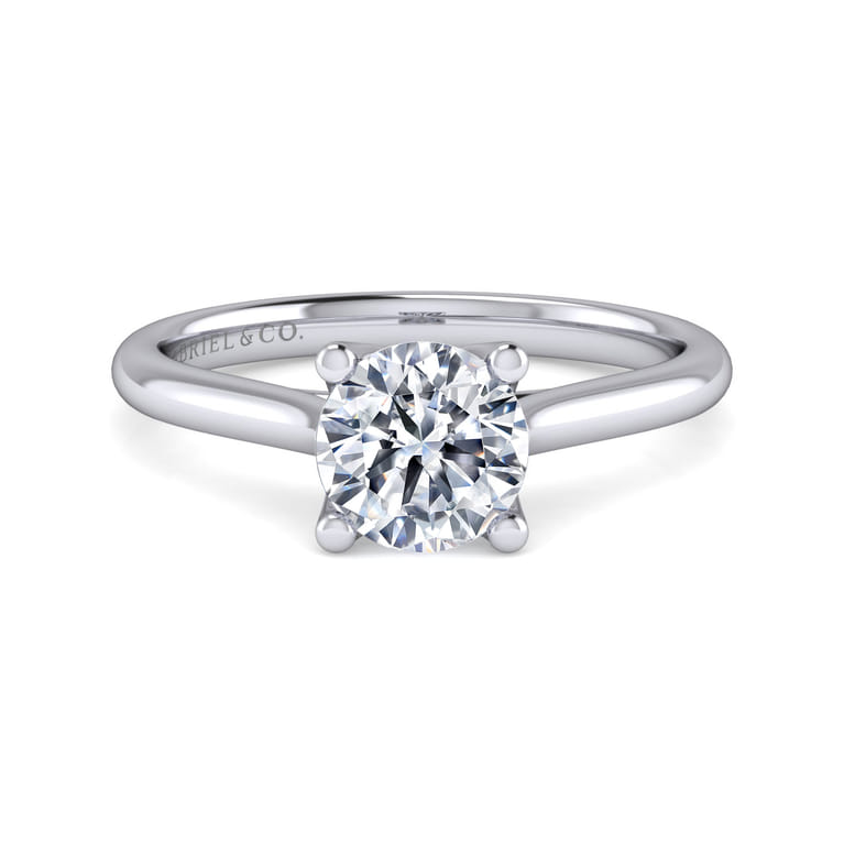 Ailis - 14K White Gold Round Diamond Engagement Ring - Shot 1