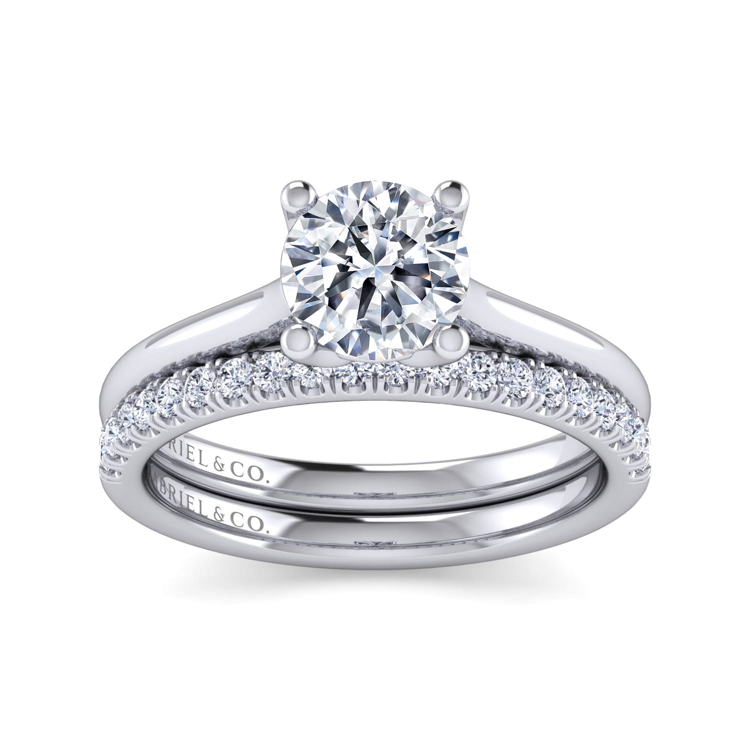 Ailis - 14K White Gold Round Diamond Engagement Ring - Shot 4