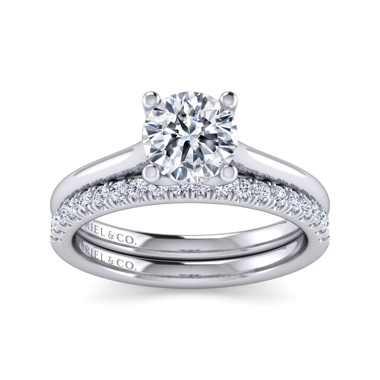 Ailis - 14K White Gold Round Diamond Engagement Ring - Shot 4