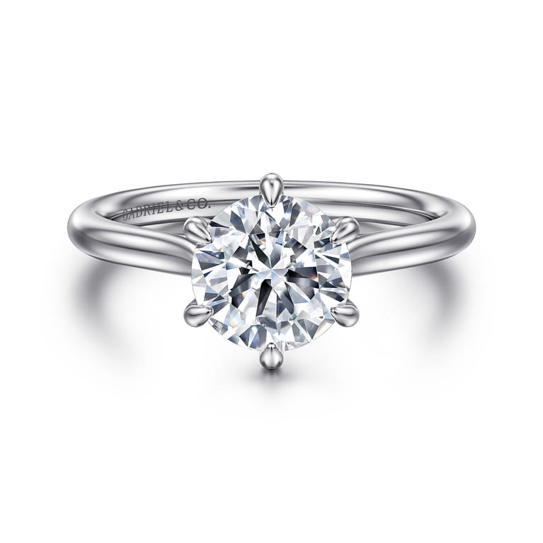 Anne - 14K White Gold Round Solitaire Diamond Engagement Ring - Shot 1