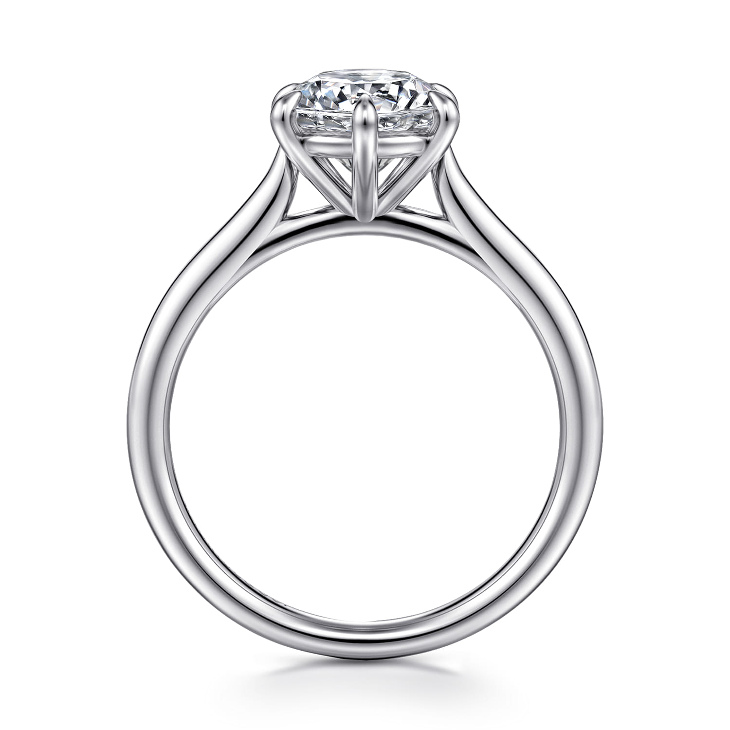 Anne - 14K White Gold Round Solitaire Diamond Engagement Ring - Shot 2
