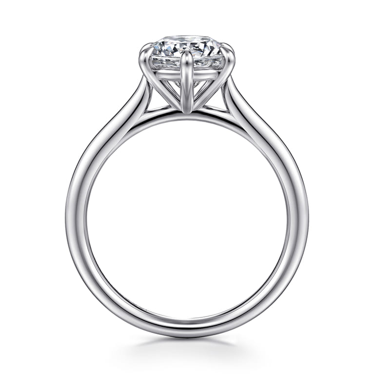 Anne - 14K White Gold Round Solitaire Diamond Engagement Ring - Shot 2