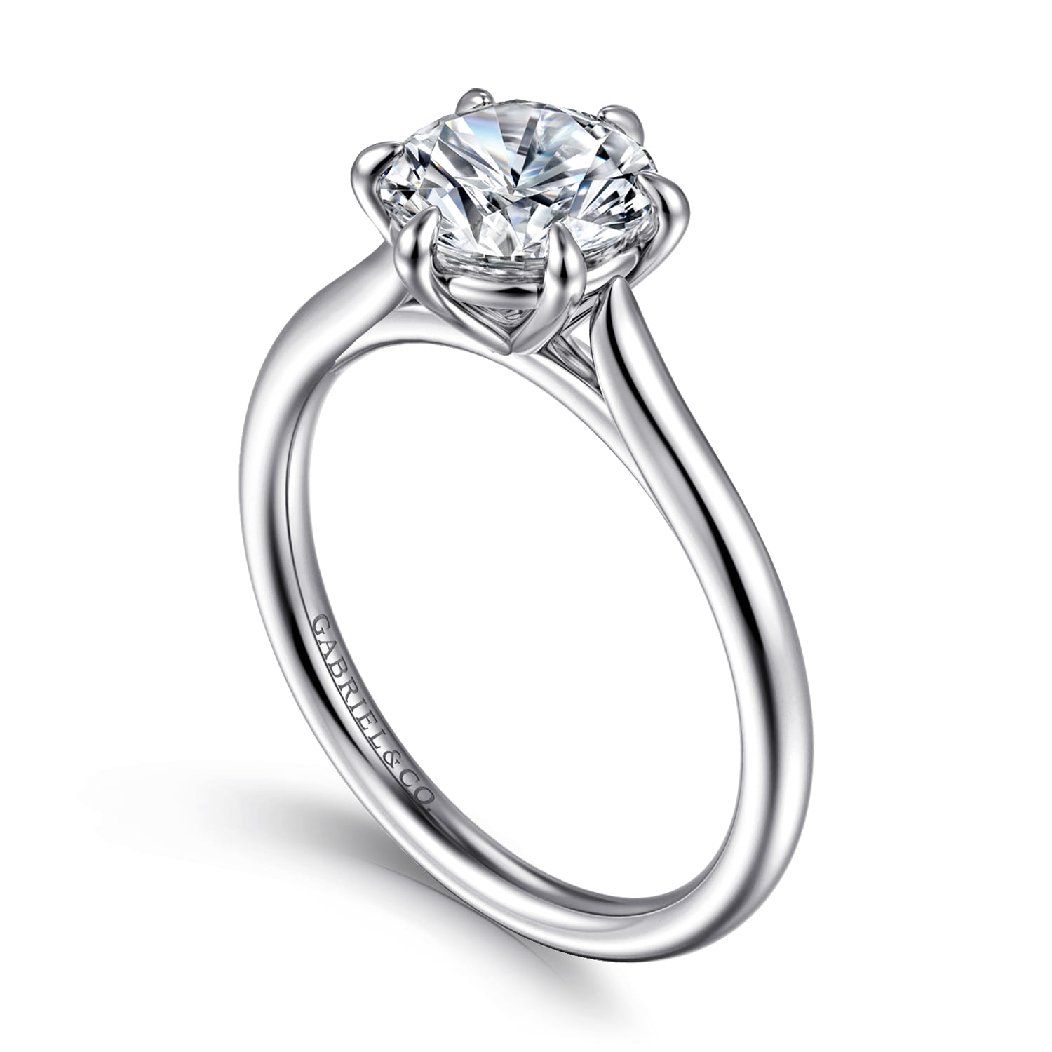 Anne - 14K White Gold Round Solitaire Diamond Engagement Ring - Shot 3