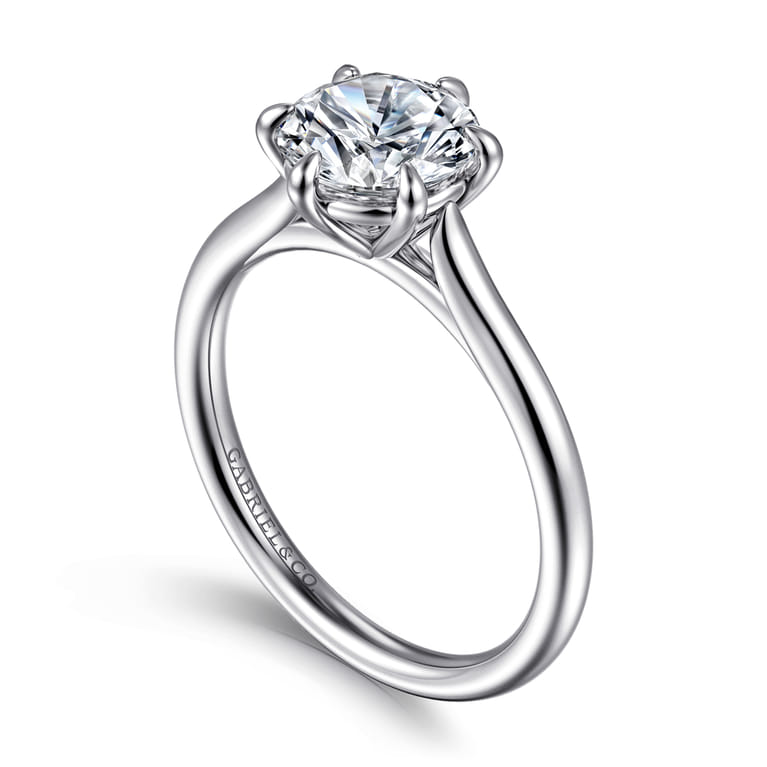 Anne - 14K White Gold Round Solitaire Diamond Engagement Ring - Shot 3