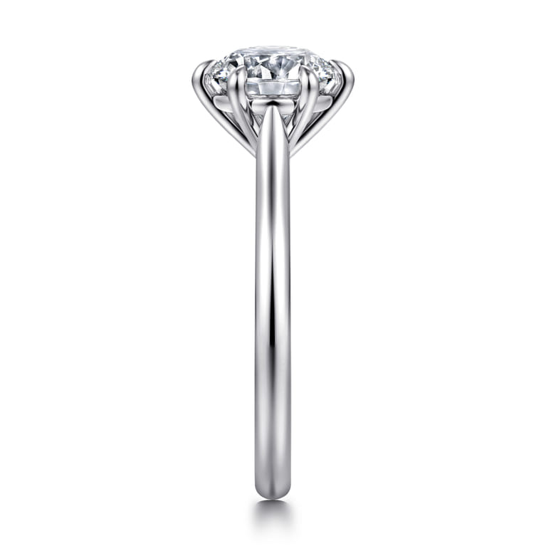 Anne - 14K White Gold Round Solitaire Diamond Engagement Ring - Shot 4