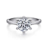 Anne - 14K White Gold 6 Prong Round Solitaire Diamond Engagement Ring