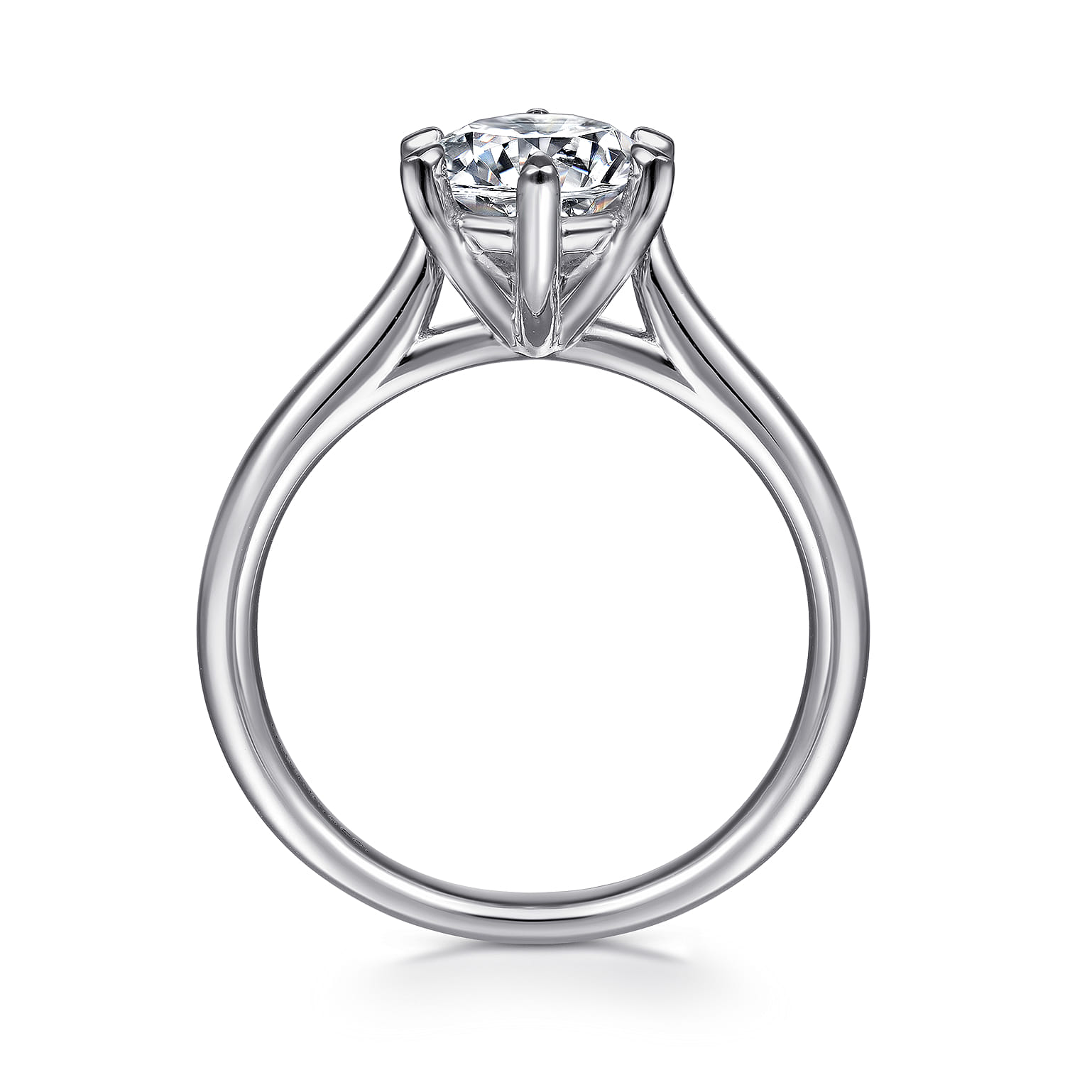 Anne - 14K White Gold 6 Prong Round Solitaire Diamond Engagement Ring - Shot 2