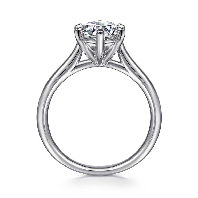 Anne - 14K White Gold 6 Prong Round Solitaire Diamond Engagement Ring - Shot 2